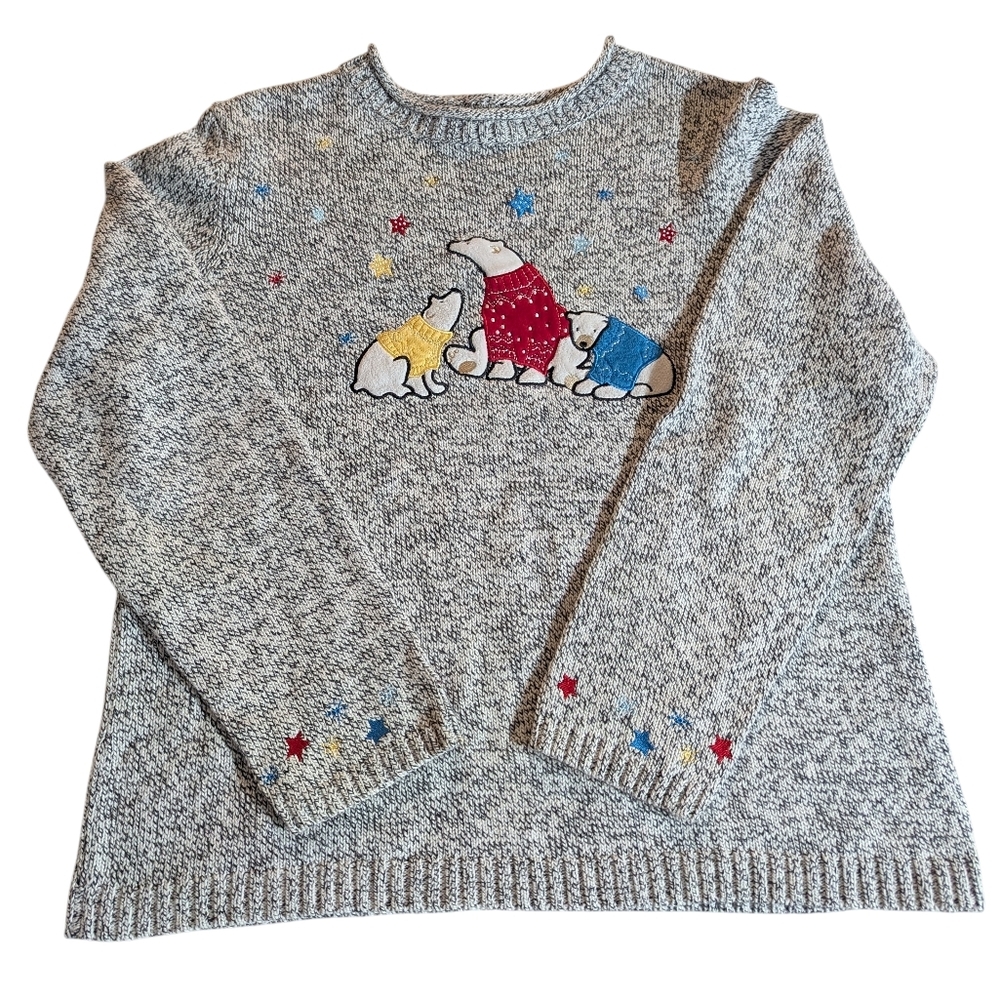 🐻❄️ Christopher & Banks Polar Bear Knit Sweater | Cozy Winter Novelty | Women’s - Picture 2 of 9